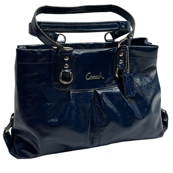 Coach Handbags - Coach Ashley Carryall Blue Crush Patent Leather Tote Bag  F15516